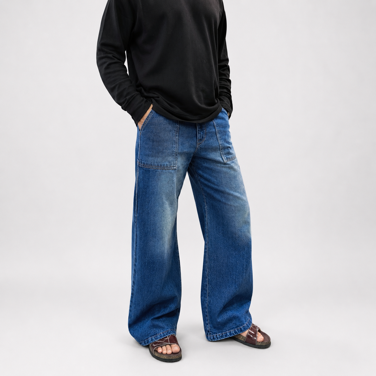 Vintage Blue Wide-Leg Denim Jean