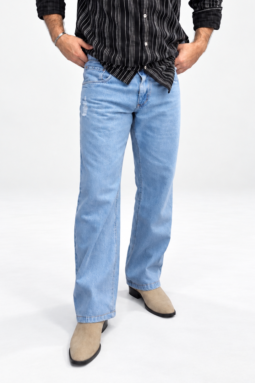 Frost Blue Distressed Denim Jean