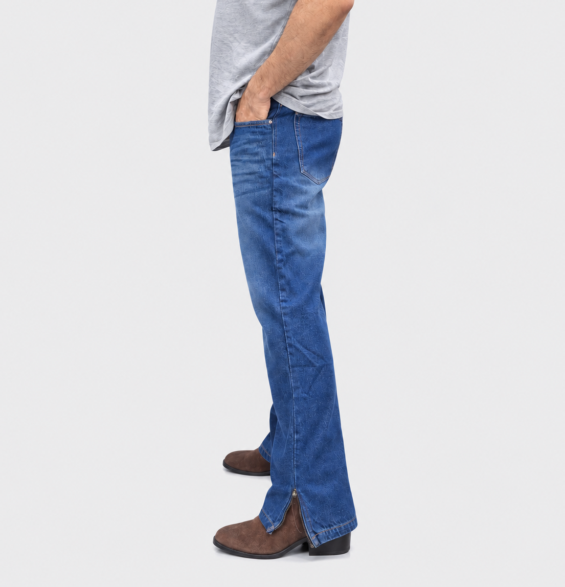 Midnight Zip-Hem Denim Jean