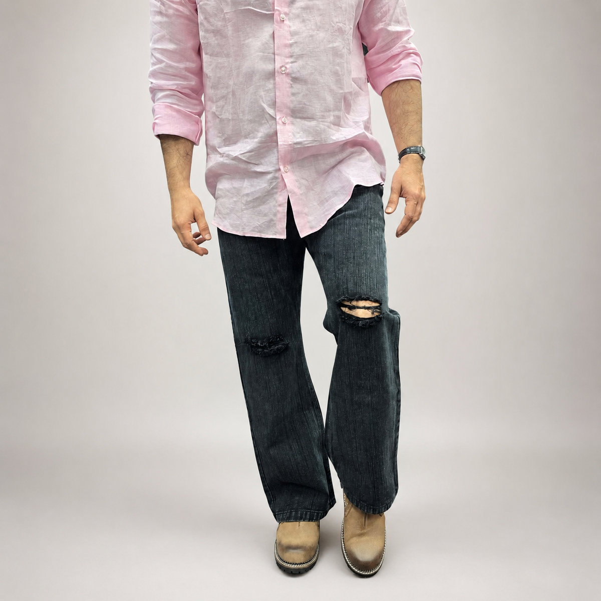 Shadow Ripped Distressed Denim