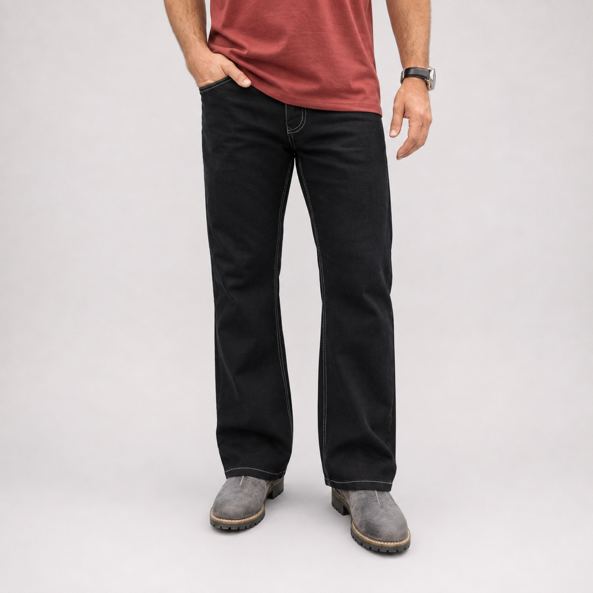 Noir Contrast Stitch Denim