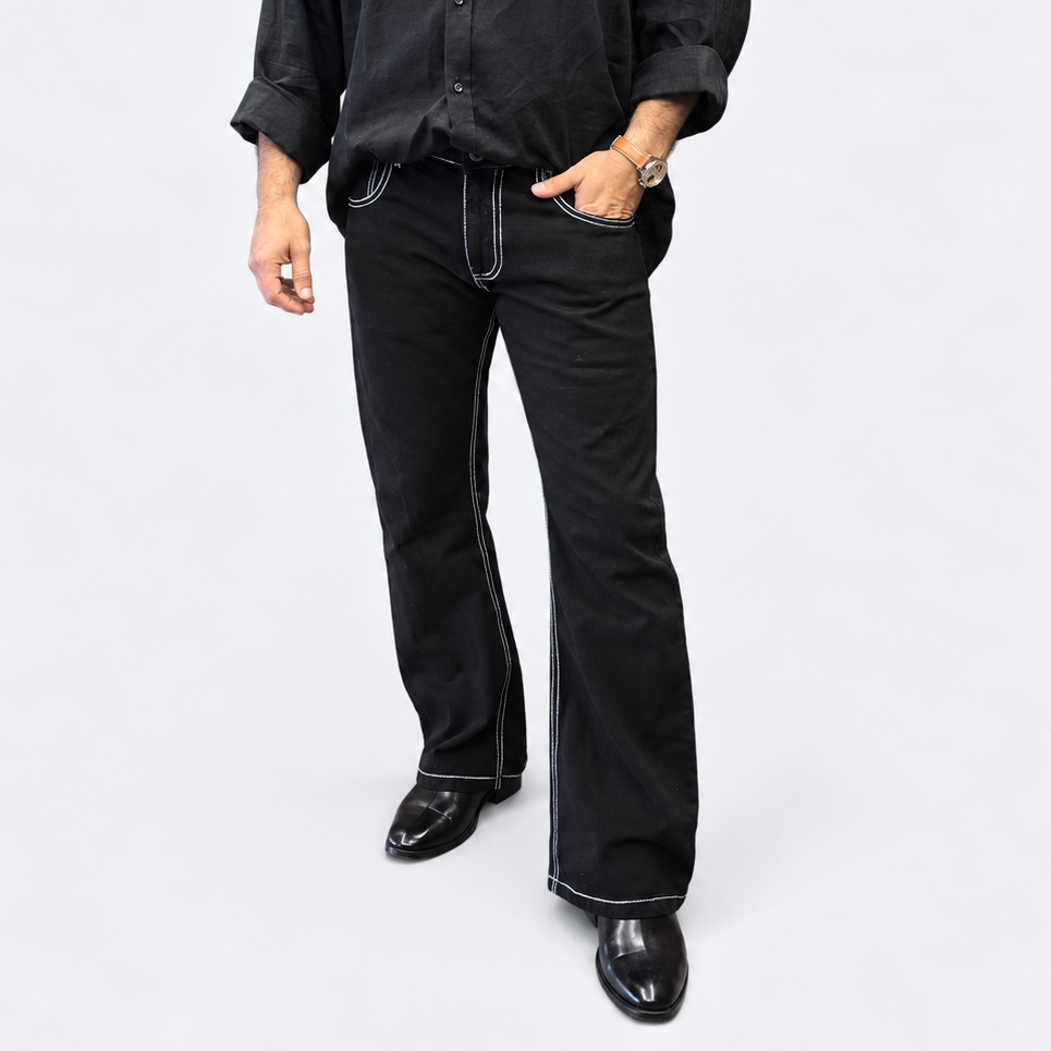 Jet black Contrast Stitch Denim Jean