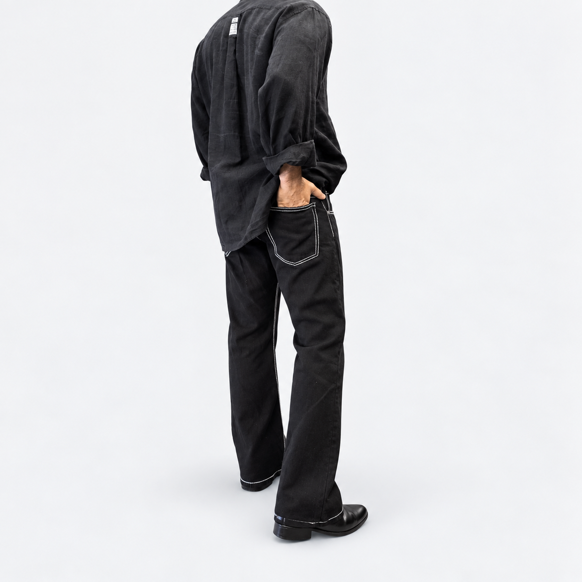 Jet black Contrast Stitch Denim Jean