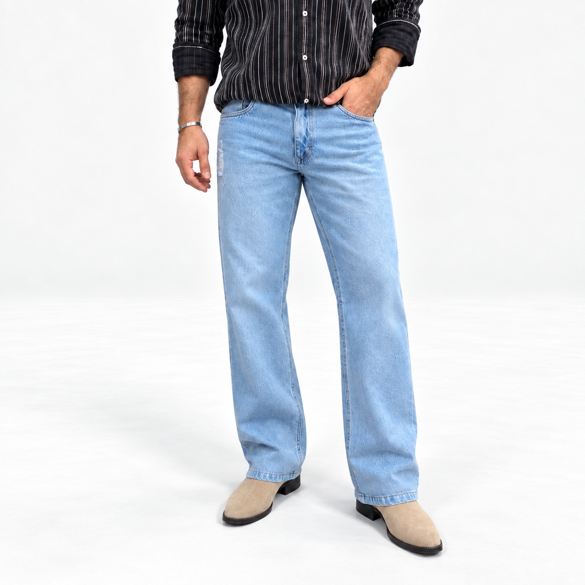 Frost Blue Distressed Denim Jean