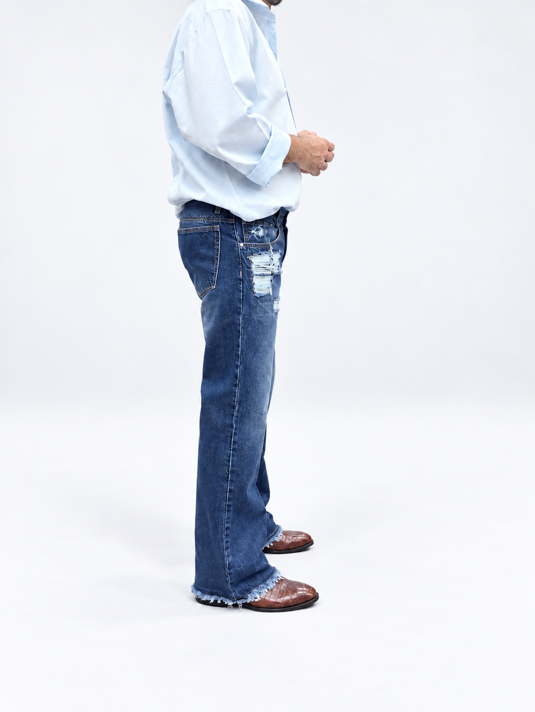 Vintage Blue Distressed Denim Jean