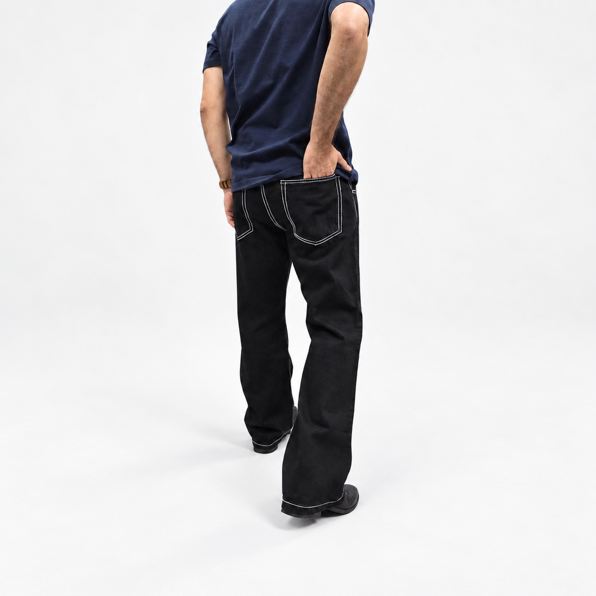 Jet black Contrast Stitch Denim Jean