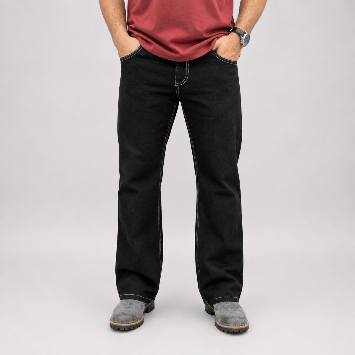 Noir Contrast Stitch Denim Jean