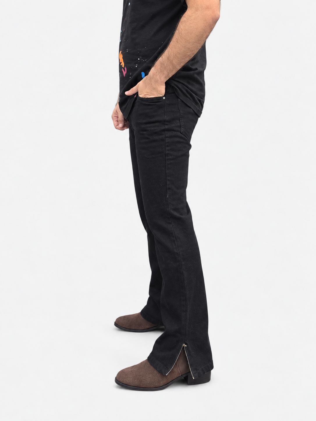Jet Black Zip-Open Denim