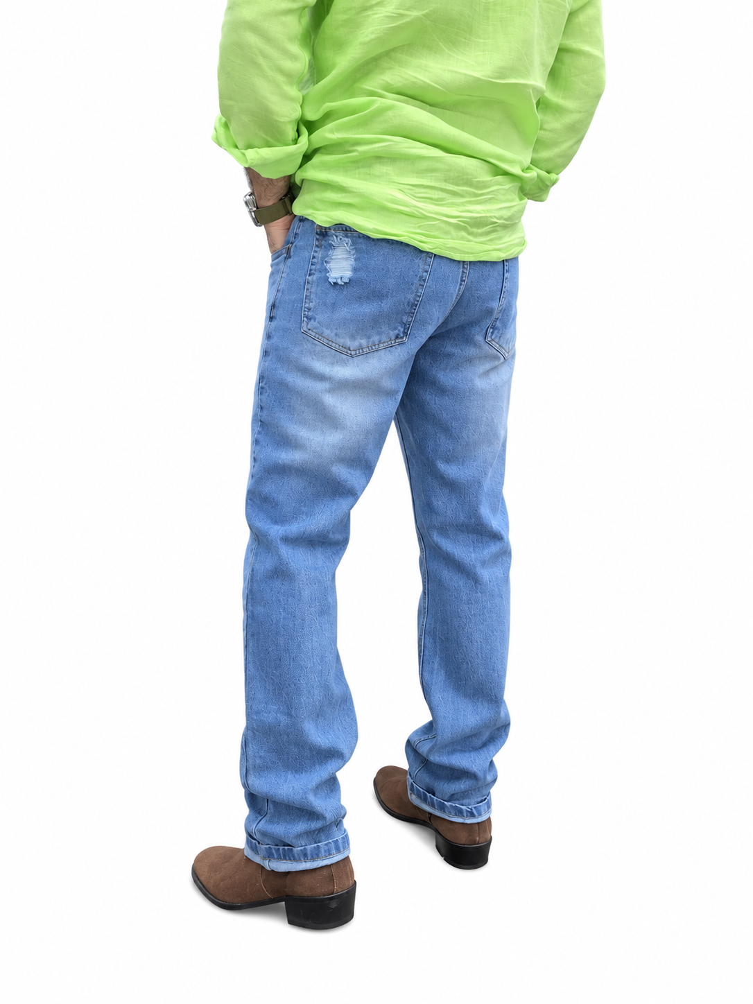 Ice Blue Distressed Denim