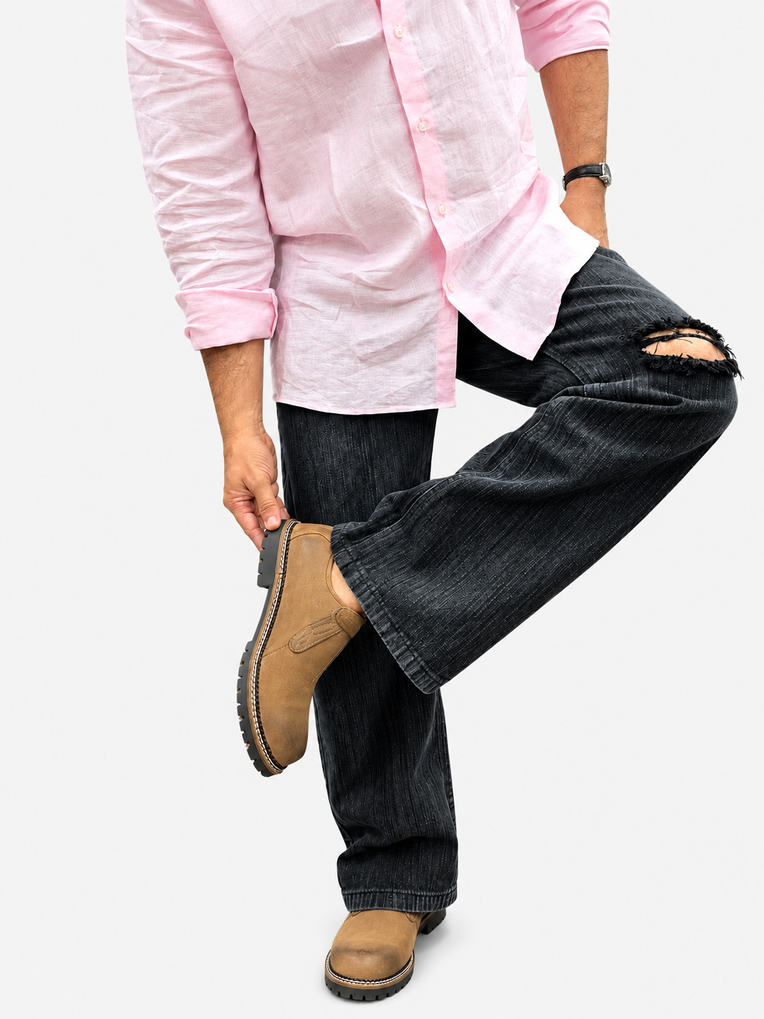 Shadow Ripped Distressed Denim Jean