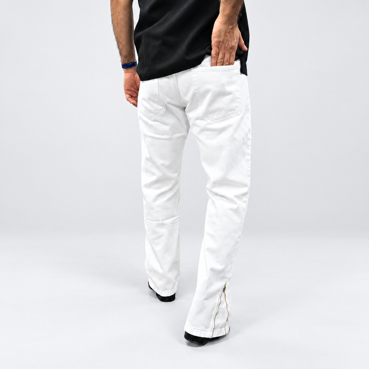 Ivory Split Hem Denim Jean