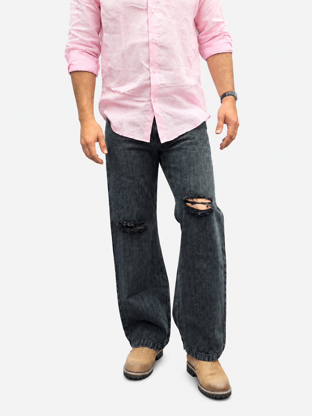 Shadow Ripped Distressed Denim Jean
