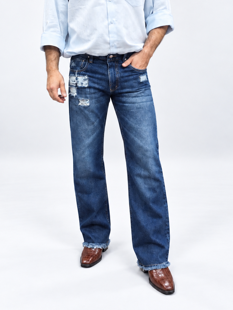 Vintage Blue Distressed Denim Jean