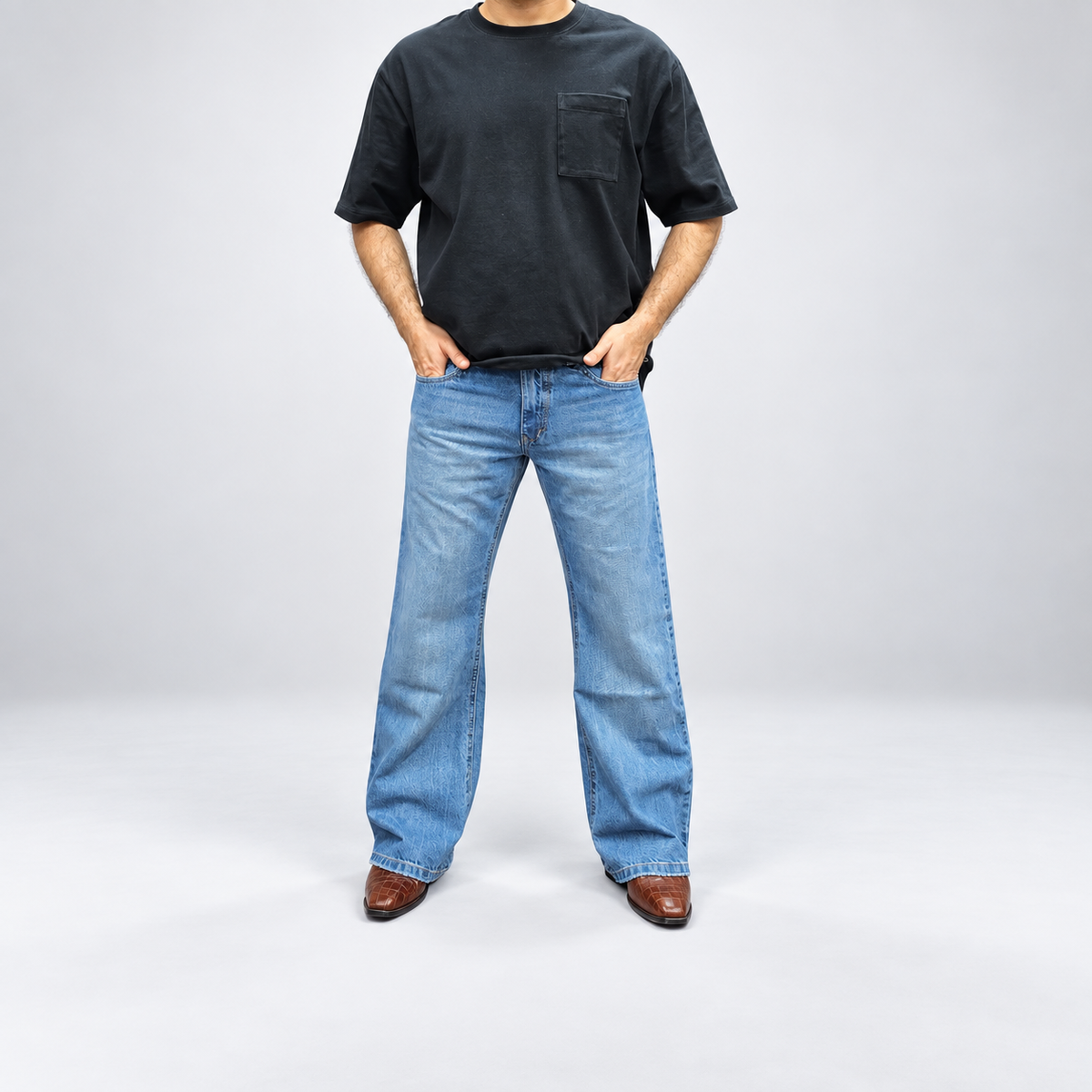 Washed Sky Semi Bootcut