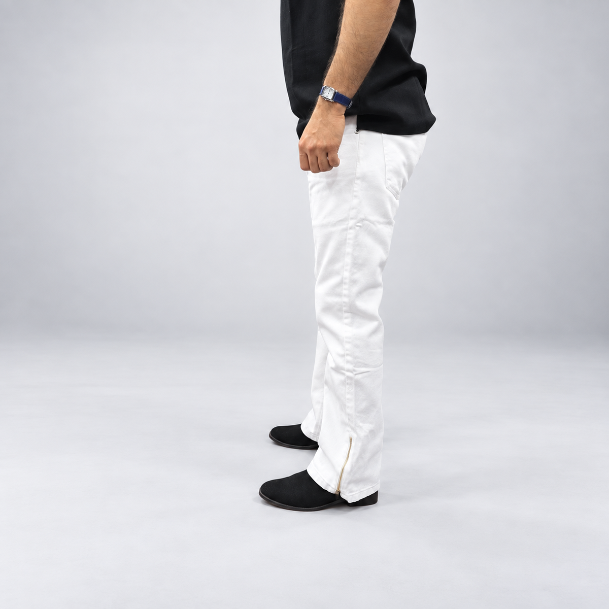 Ivory Split Hem Denim