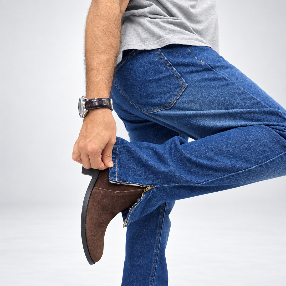 Midnight Zip-Hem Denim