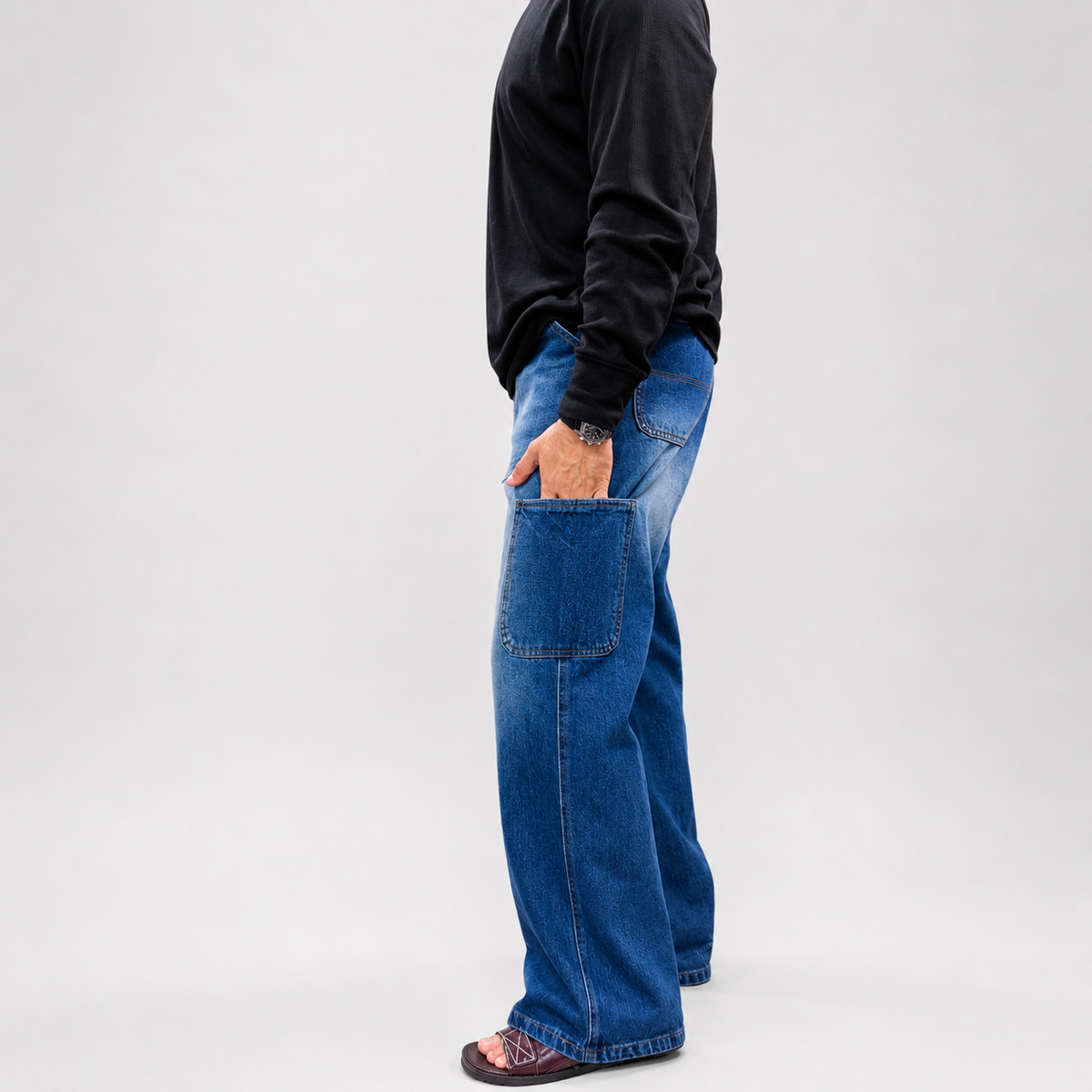 Vintage Blue Wide-Leg Denim Jean