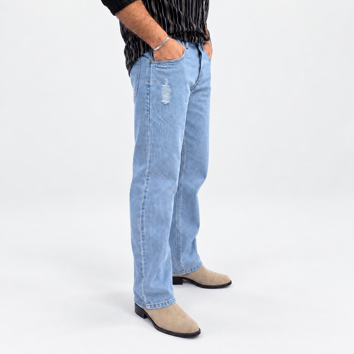 Frost Blue Distressed Denim Jean
