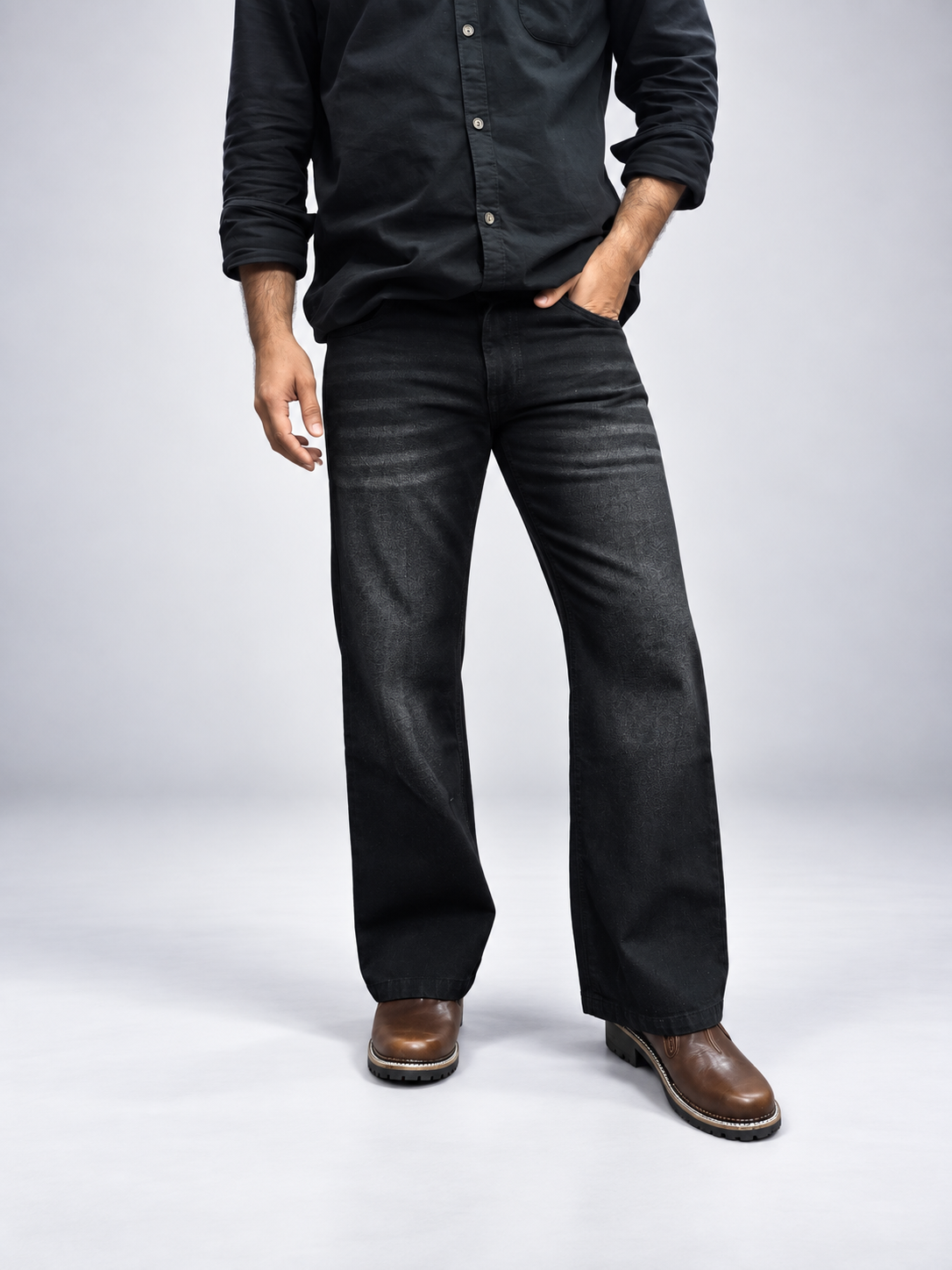 Carbon Black Vintage Wash Denim