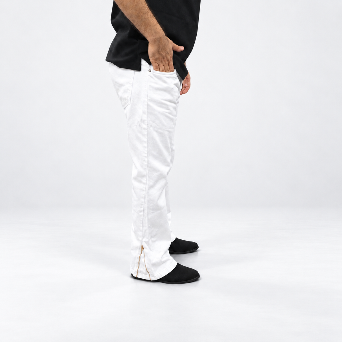 Ivory Split Hem Denim Jean
