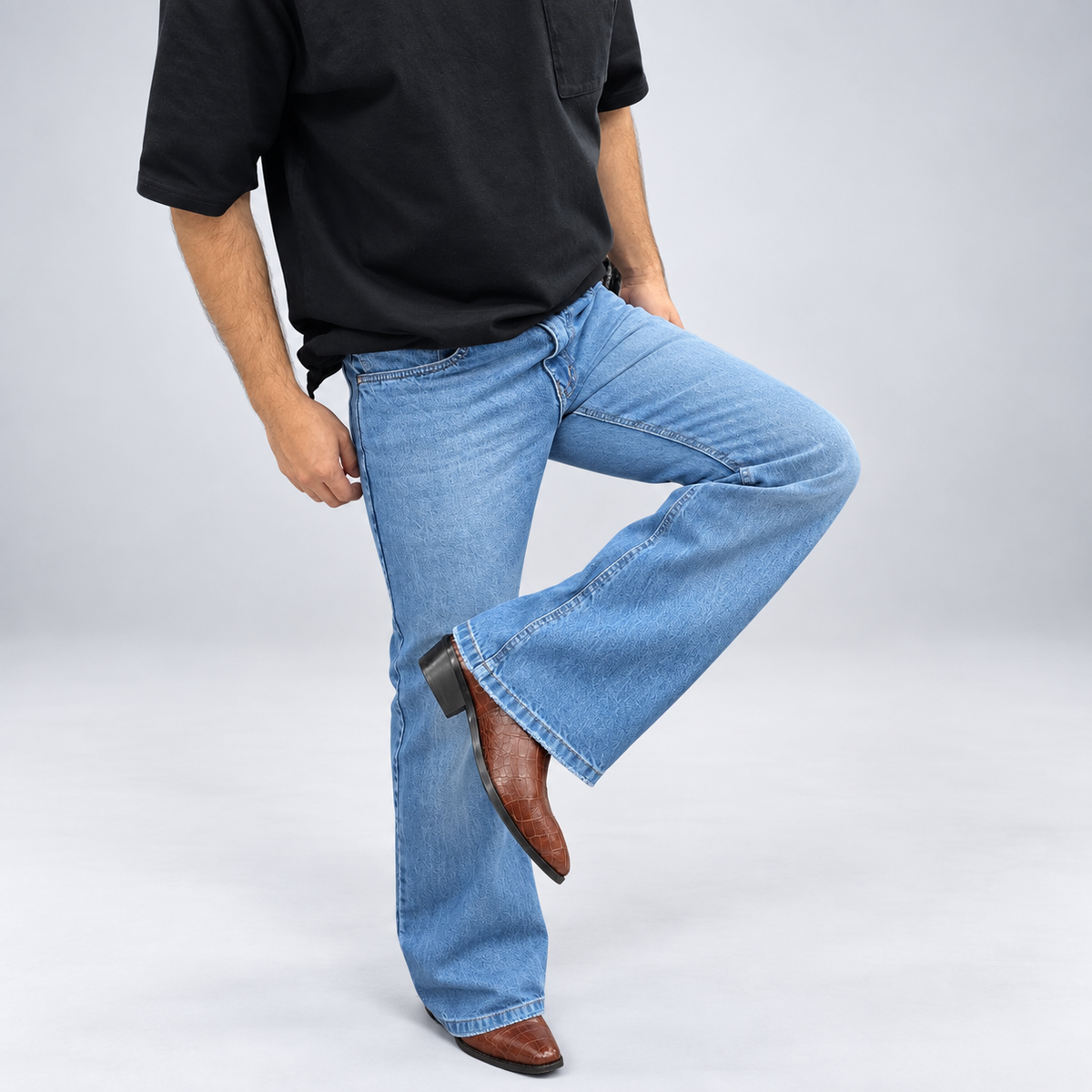 Washed Sky Semi Bootcut