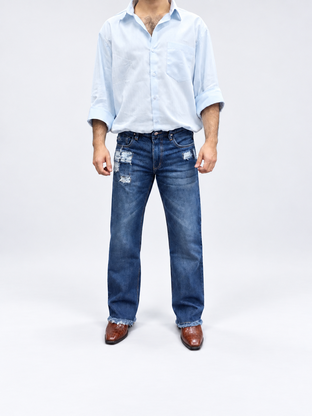Vintage Blue Distressed Denim Jean
