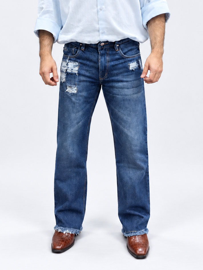 Vintage Blue Distressed Denim Jean