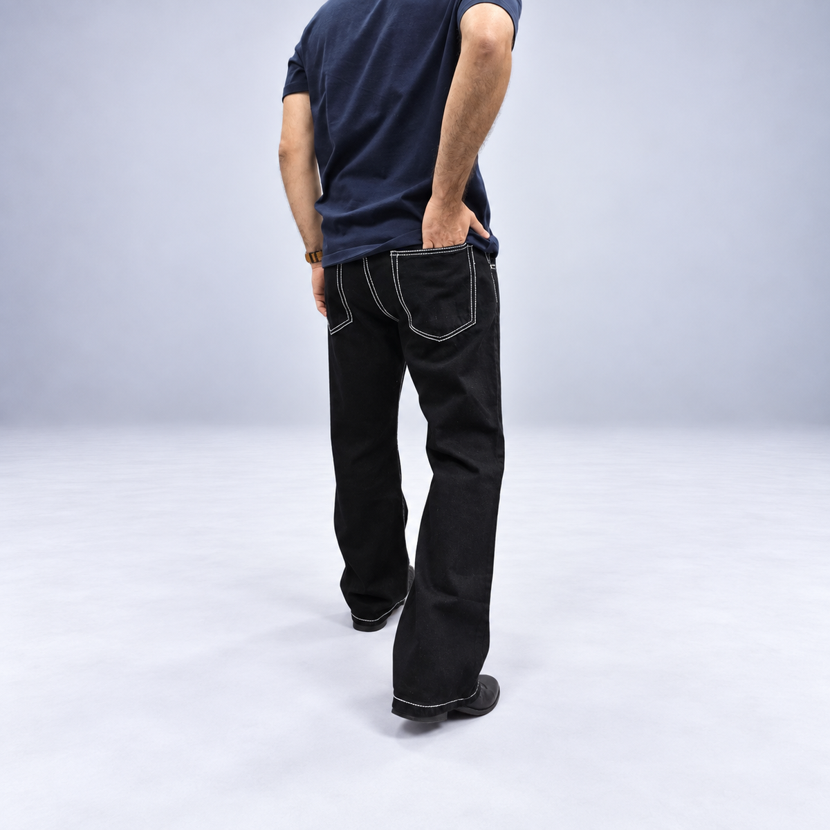 Jet Black Contrast Stitch Denim
