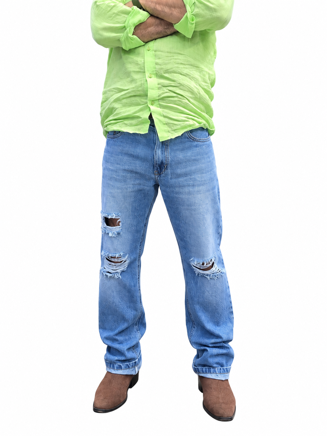 Ice Blue Distressed Denim