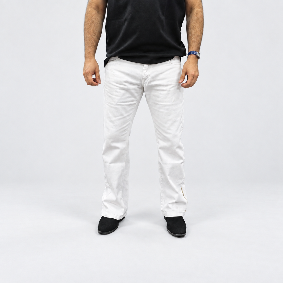 Ivory Split Hem Denim Jean