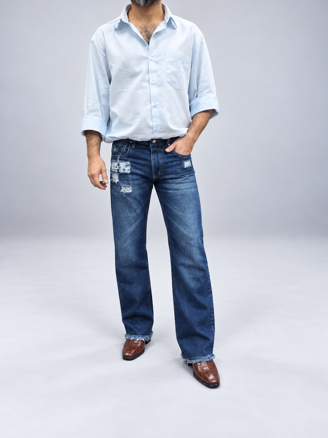 Vintage Blue Distressed Denim