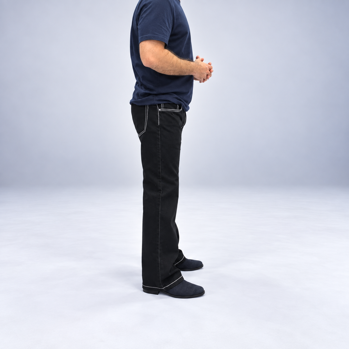Jet Black Contrast Stitch Denim