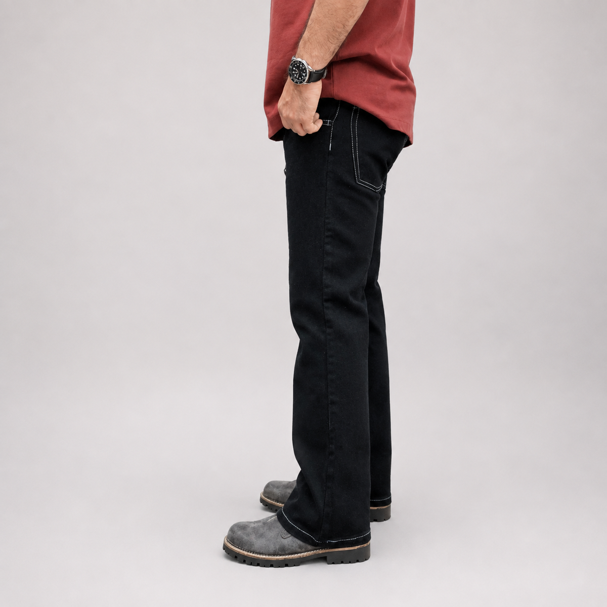 Noir Contrast Stitch Denim Jean