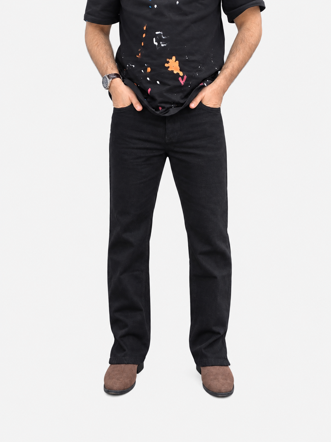 Jet Black Zip-Open Denim