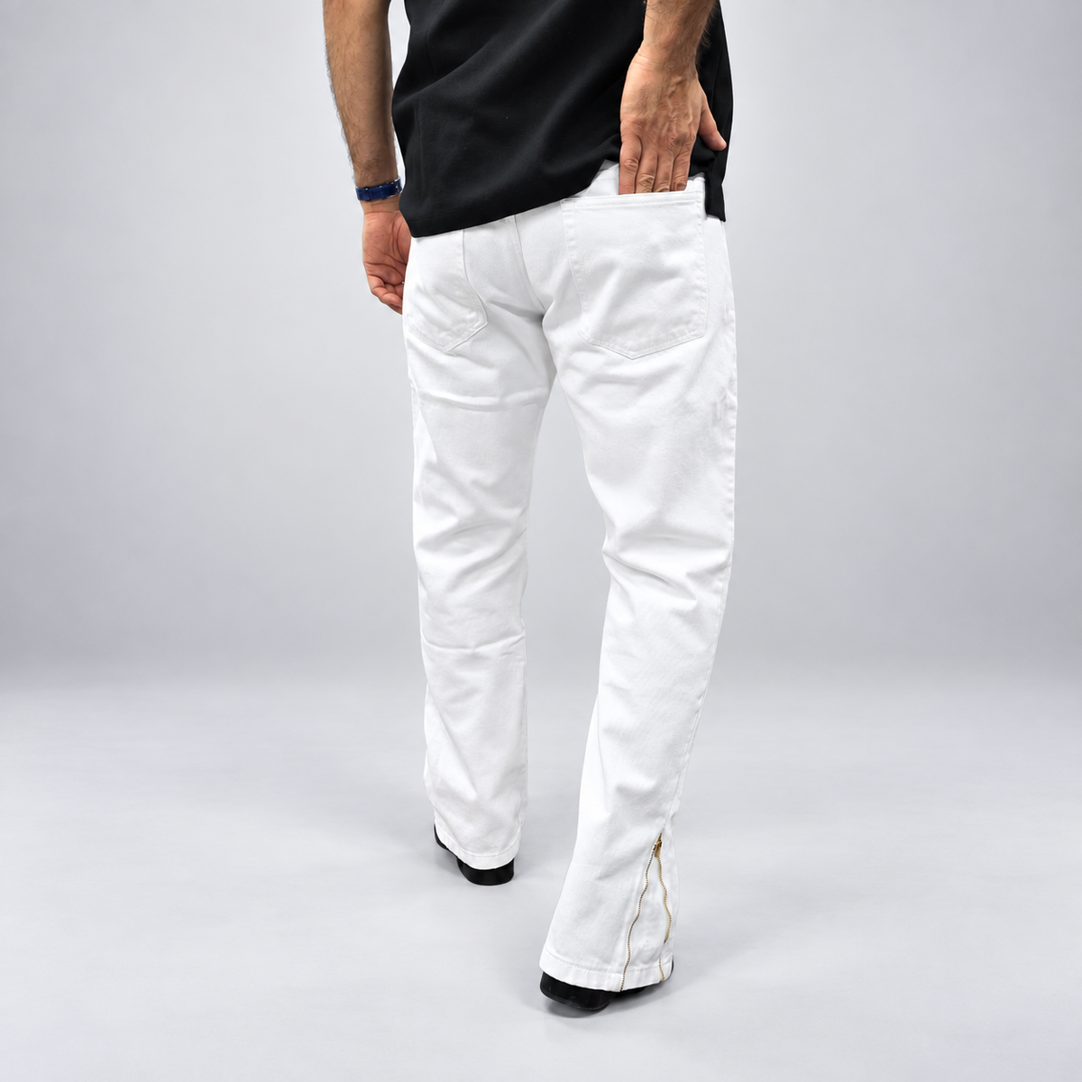 Ivory Split Hem Denim