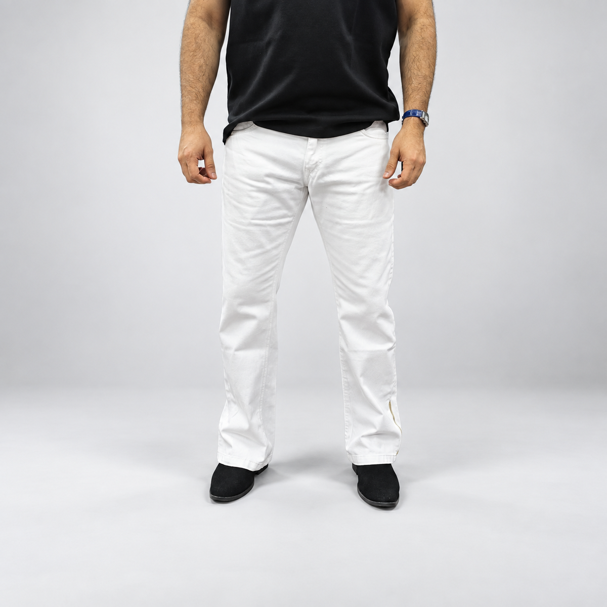 Ivory Split Hem Denim
