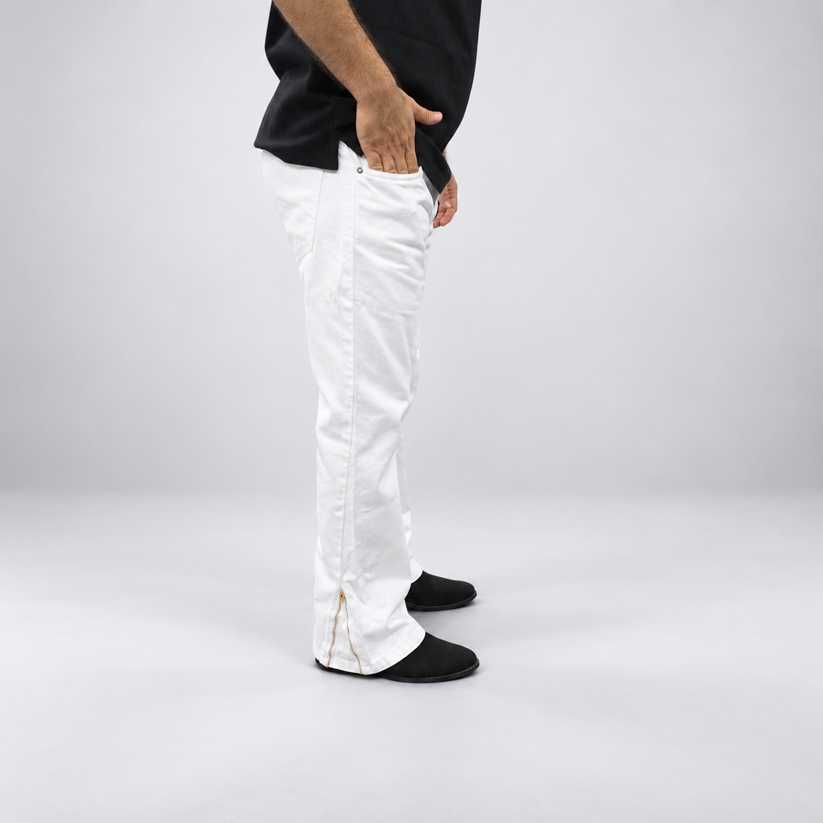 Ivory Split Hem Denim